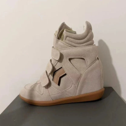 Women's Ankle Boots 2026 New Genuine Leather 8CM Hidden Heel Women Platform Sneakers Fashionable Splice Color Design Women Shoes