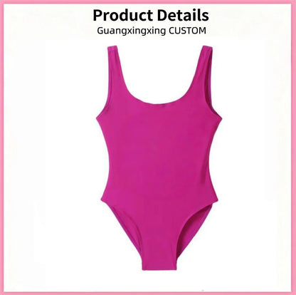 Women's new bikini swimsuit printed photo custom logo one-piece swimsuit.