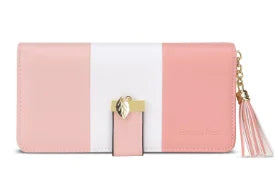 Pomelo Best RFID Blocking Tri-color Women's Zipper Wallet PU Leather Large Capacity Card Holder Coin Purse Travel Gift Clutch