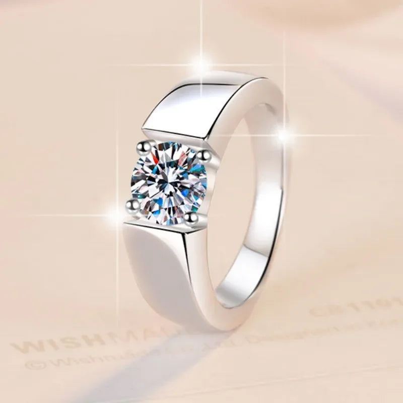BJXMOSO Real Moissanite 925 Sterling Silver Couple Ring for Women Man Wedding Jewelry Engagement Imitation Diamond Fashion Gifts