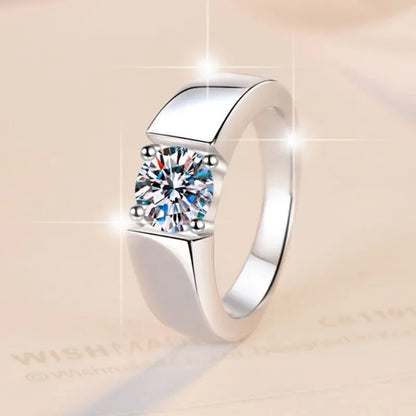 BJXMOSO Real Moissanite 925 Sterling Silver Couple Ring for Women Man Wedding Jewelry Engagement Imitation Diamond Fashion Gifts