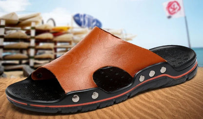 Men Summer Slippers Breathable Luxury Sandals Shoes Beach Classics Leather Mens Slippers Outdoor Flip Flop Indoor Slides Man