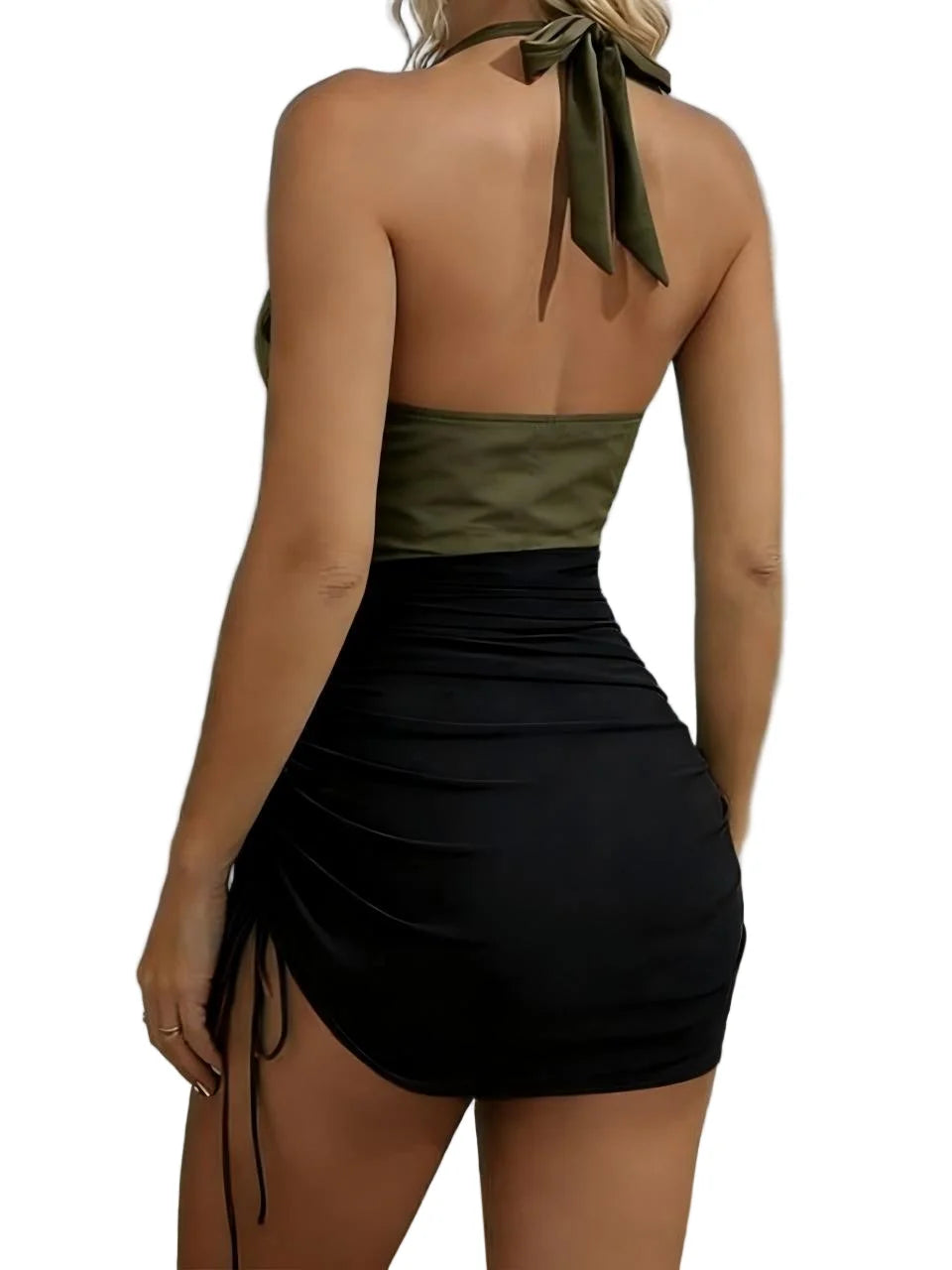 2026 Sexy Strappy Swimsuit Women One Piece Mesh Skirt Swimwear Female Drawstring Bathers Bathing Swimming Suit Padded Beachwear