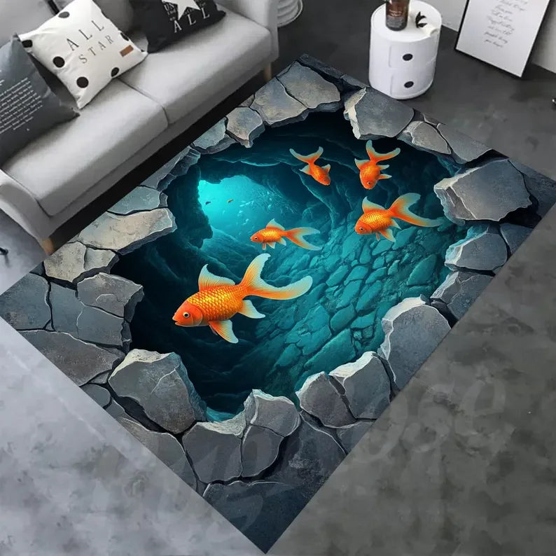 3D Underwater Rug Huge Crack Carpet Huge Crack Rug 3D Looking Carpet Looking Rug Optical Illusion Carpet Optical Illusion Rugs