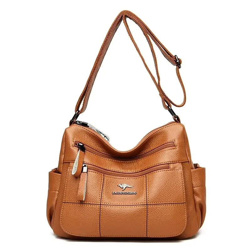 Genuine Soft Pu Leather Handbags for Women Vintage Shoulder Tote Bag Luxury Designer Ladies Large Capacity Purse Bags Sac A Main