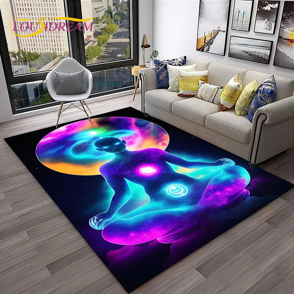 Naturalize Yoga Meditation Rainbow 7 Chakra Soft Carpet Rug for Home Living Room Bedroom Sofa Doormat Decor, Non-slip Floor Mat
