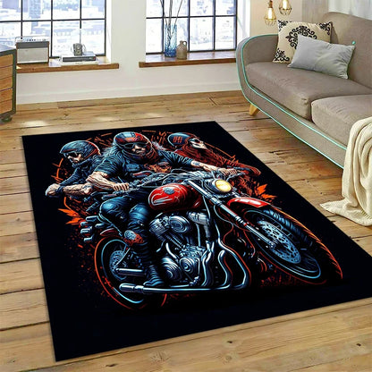 Motocross Modern retro Motorcycle Carpet Rug for Bedroom Living Room Home Sofa Decoration,Children Game Large Decor Floor Mat