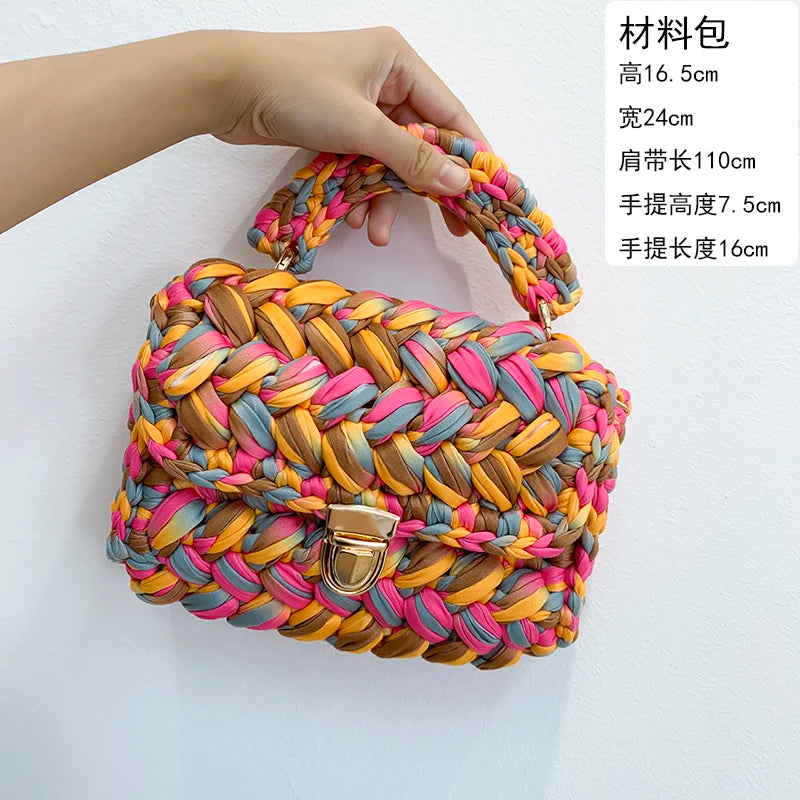 New Rope Woven Women Handbags Designer Knitting Chains Shoulder Crossbody Bag Casual Lady Hand Bags Small Flap Purses