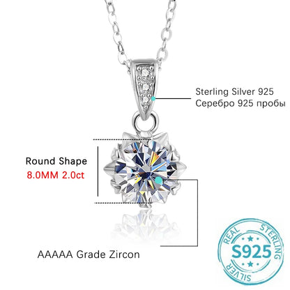 ALIZERO 1 Carat Round Brilliant Cut D VVS1 Moissanite Necklace For Women Jewelry with GRA 925 Sterling Sliver Diamond Necklace