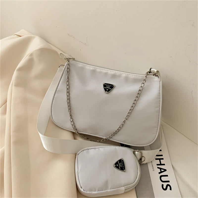 Woman Female Fashion Causal Handbag Set Crossbody Bags Shoulder Handbags 2in1 Sling Bag Trend Hand Bag For Travel Shopping