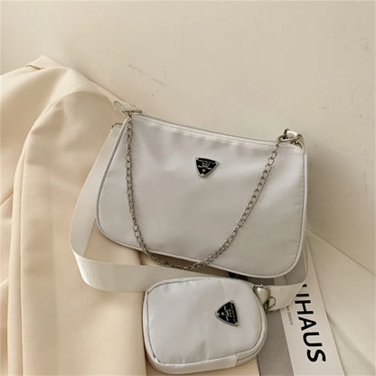 Woman Female Fashion Causal Handbag Set Crossbody Bags Shoulder Handbags 2in1 Sling Bag Trend Hand Bag For Travel Shopping