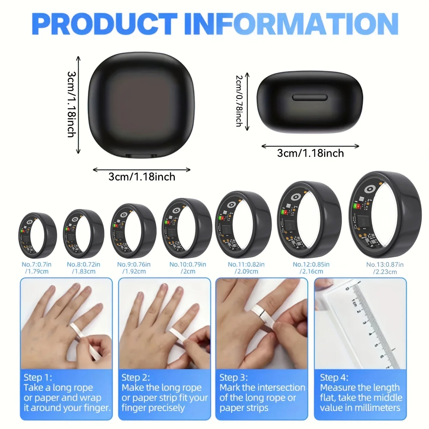2026 Upgraded Smart Ring - Real-Time Health Monitoring, Steps, Distance, Exercise and Fitness, Sleep, Charging Case,Technological Fashion, Multiple Scenarios, Ideal Thanksgiving/Valentine'S Day/Christmas/New Year Gifts