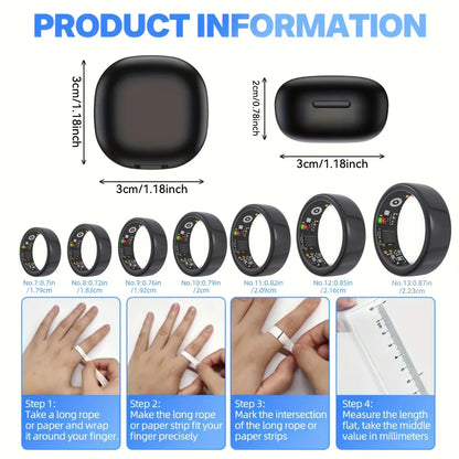 2026 Upgraded Smart Ring - Real-Time Health Monitoring, Steps, Distance, Exercise and Fitness, Sleep, Charging Case,Technological Fashion, Multiple Scenarios, Ideal Thanksgiving/Valentine'S Day/Christmas/New Year Gifts