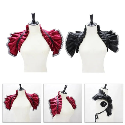 Unisex Vintage Victorian Ruffled Shrug Shawl Gothic Fake Collar Shoulder Wrap Capelet Costume Jabot Cosplay Accessories