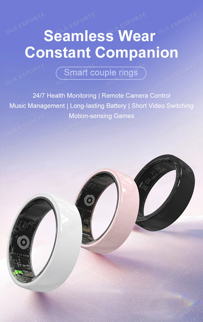 2026 New Hot Couple Smart Ring with Charging Case Heart Rate Sleep Health Monitor Pedometer Fashion Ceramic Ring For Android IOS