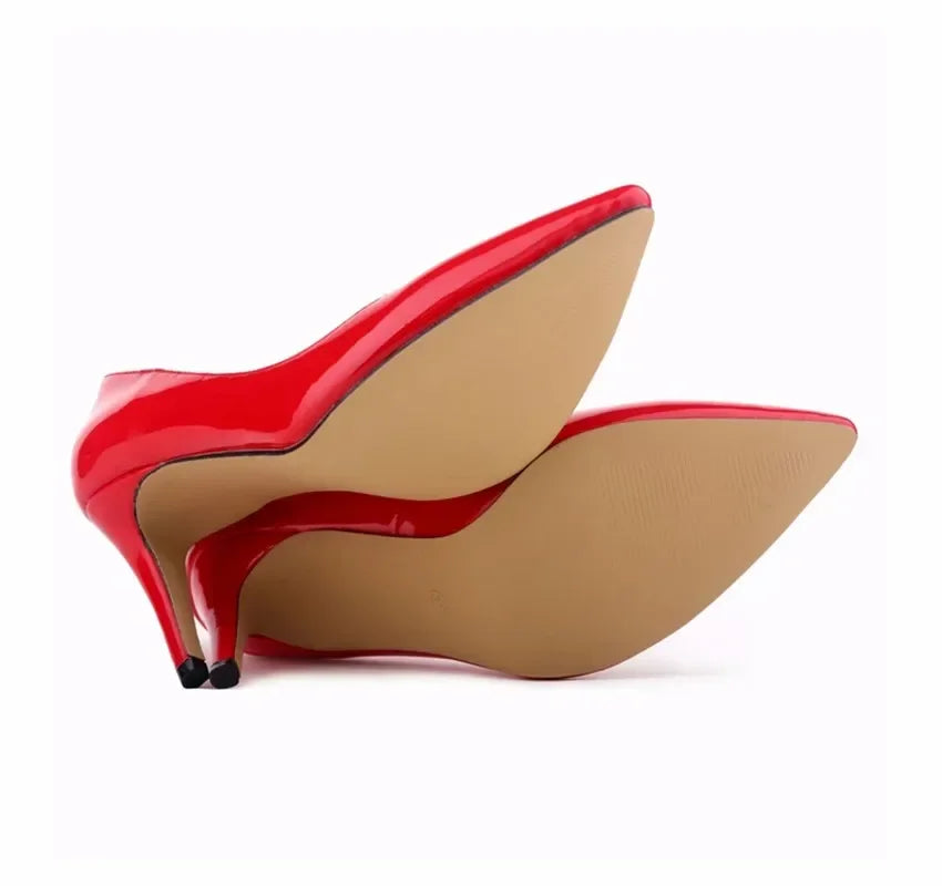 Large Size Women Pumps Classic Pointed Toe High Heels Sexy 9cm Stilettos Female Elegant Comfort Ladies Red Wedding Party Shoes