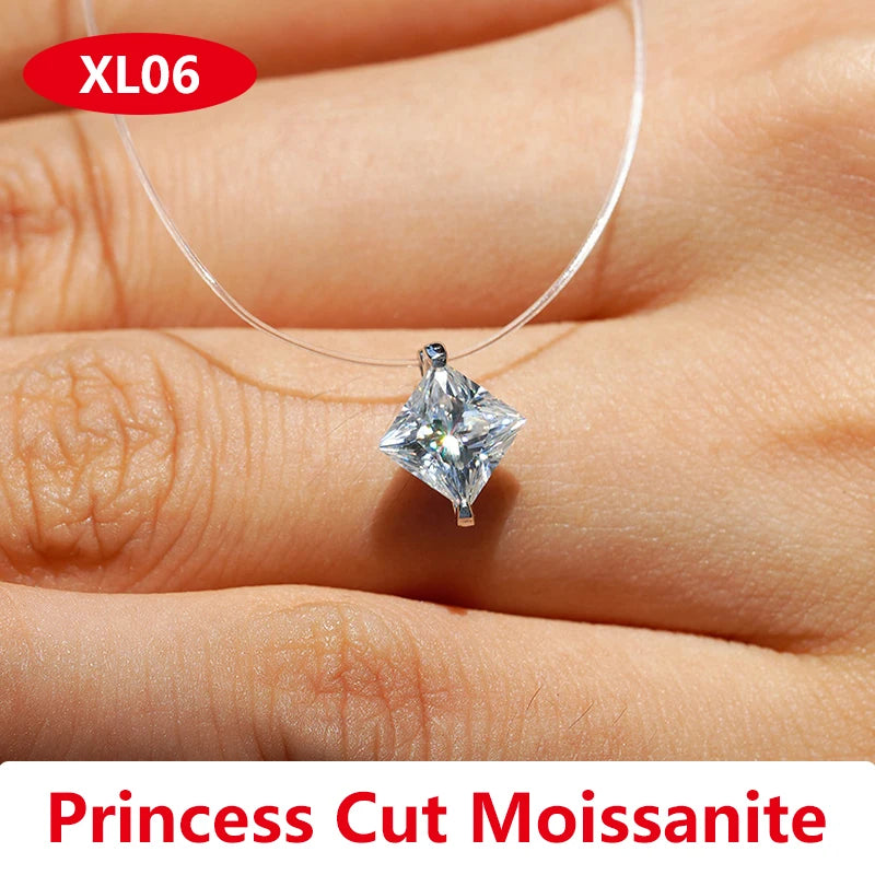 Moissanite Transparent Fishing Line for Women Mermaid Tears Necklace Creative Women's Moissanite Diamond Clavicle Chain