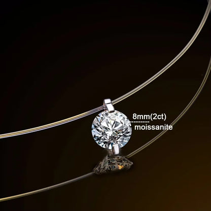 IGOTOS 0.5-5CT Moissanite Pendant Necklace Women  Certified 925 Sterling Silver Transparent Fishing Line Choker Chain Jewelry