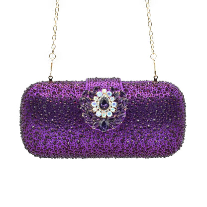 Latest Purple Italian Matching Shoes and Bag Sets Luxury Woman Pumps with Full Diamond Dual Purpose Mini Bag Wedding Shoes Bride