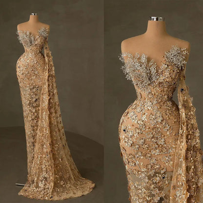 Elegant Mermaid Wedding Dress Sleeveless Detachable Train Bridal Gowns Crystal Pearls Appliques Custom Made Bridal Dresses
