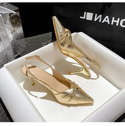 Luxury Designer Women's Shoes Exquisite Pointed Tip High Heeled Sandals for Woman Elegant French Casual Shoes Sandalias De Mujer