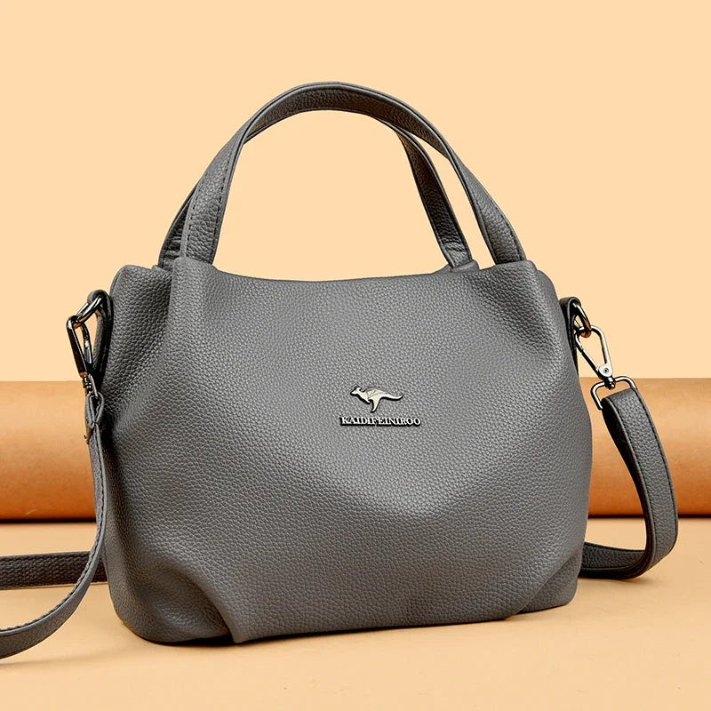 Genuine Soft PU Leather Handbags for Women Vintage Shoulder Tote Bag Luxury Designer Ladies Large Capacity Purse Bags Sac A Main