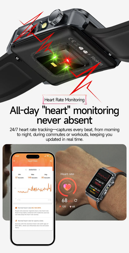 2025 New Nursing Grade ECG+PPG Pulse therapy Smartwatch Men Blood lipid Uric acid Bluetooth call Health Bracelet For Android iOS