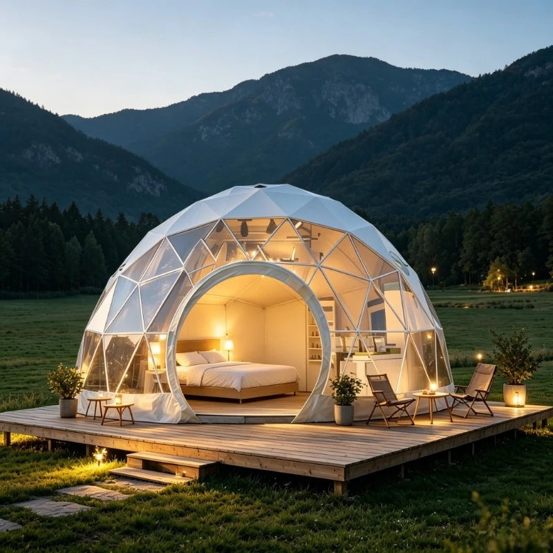 Waterproof Clear PVC Geodesic Dome Bubble Tent, Large Space OEM ODM Available for Resort Hotel Business Outdoor Camping
