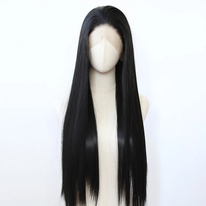 Ashely 13*4 Dark Brown Synthetic Lace Front Wigs Brown Long Straight Lace Front Wig for Women Pre Plucked Natural Hairline