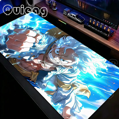 One Piece Extended Desk Mat Luffy Keyboard Mousepad Gaming Mouse Pad With Stitched Edge Non-Slip Carpet for Office Home Computer