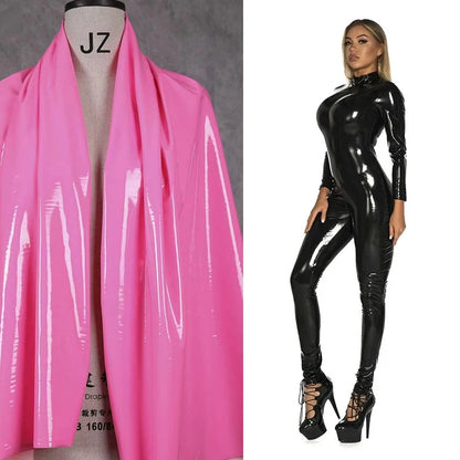 Women Sexy Faux Latex Jumpsuist Long Sleeve Glossy Patent Leather Jumpsuits Stretch PU Bodycon Rompers Clubwear Overalls Custom