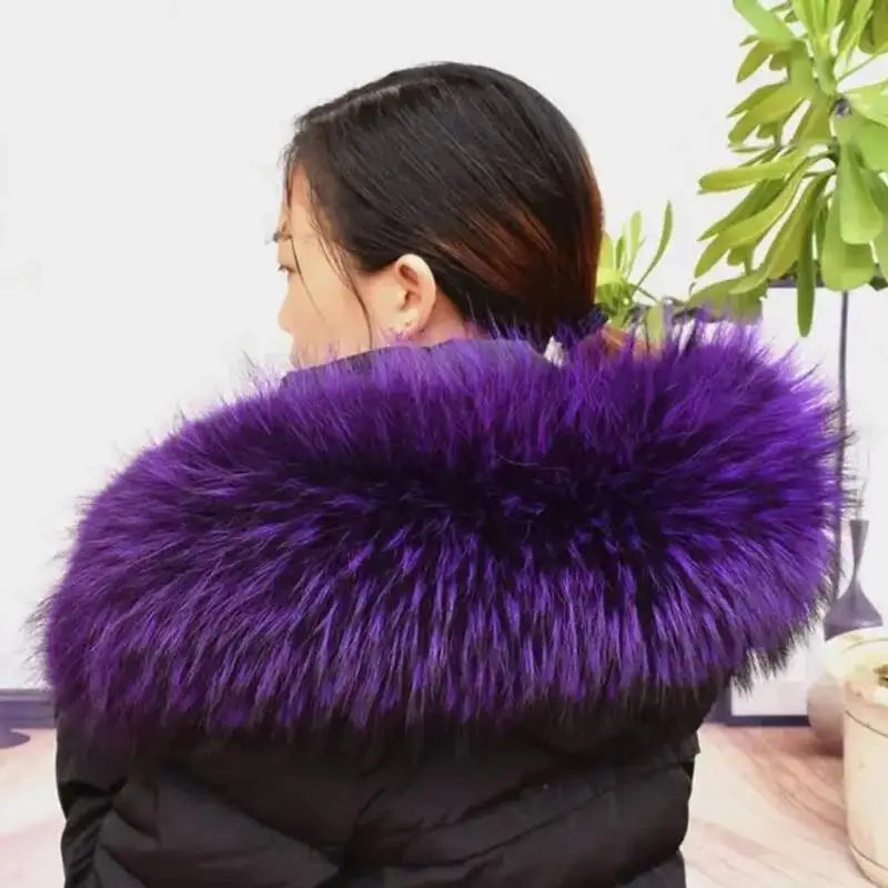 Raccoon Fur Collar Real Fur Down Jacket Parka Fur Collar Natural Fur Hood Trim Fur For Women Warm Wraps Furry Fur Scarf for Coat