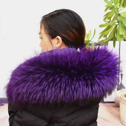 Raccoon Fur Collar Real Fur Down Jacket Parka Fur Collar Natural Fur Hood Trim Fur For Women Warm Wraps Furry Fur Scarf for Coat