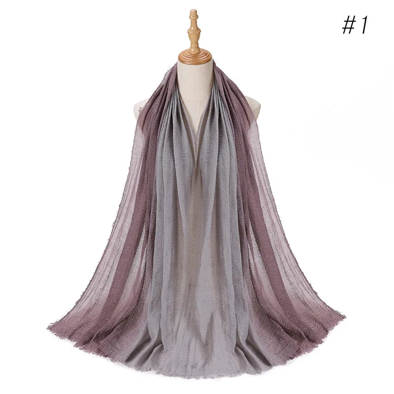 180*90cm Gradient Cotton Linen Women Muslim Hijab Scarf Woman Islamic Arab Shawl Wrap Head Scarves Ready To Wear Headscarf
