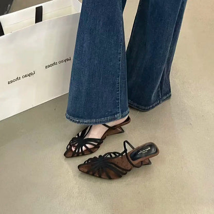 Fashion T-shaped Strap Women's Sandals Designer Baotou High Heels Women's Shoes Luxury Anti Slip Women's Slippers Women's Shoes