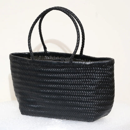 Handbags Women's Genuine Leather Shoulder Bag Weaving Casual Shopping Bag Vintage Big Tote Purse Cowhide Cross Hand Bags Lady