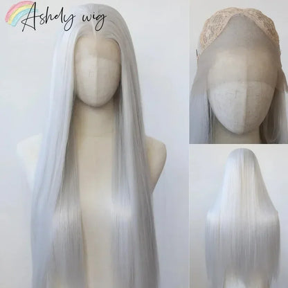 Ashely 13*4 Dark Brown Synthetic Lace Front Wigs Brown Long Straight Lace Front Wig for Women Pre Plucked Natural Hairline