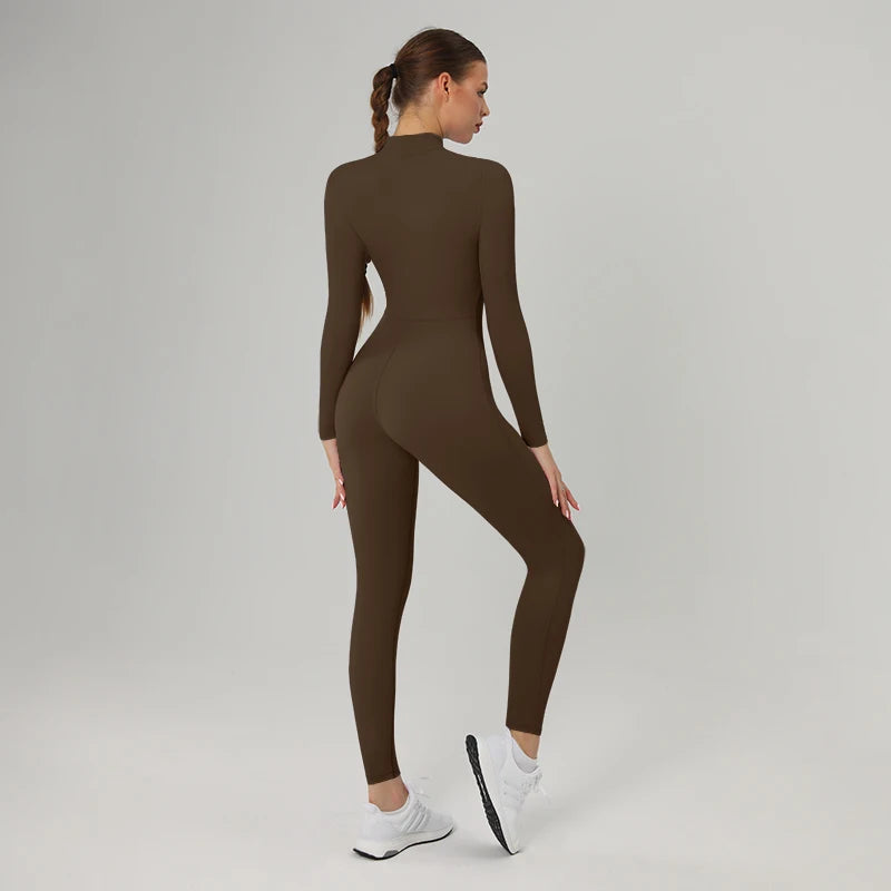 Autumn Sports Jumpsuits Women's Tracksuit Short One-Piece Fitness Suits Gym Clothing Female Sexy Long Sleeve Workout Overalls