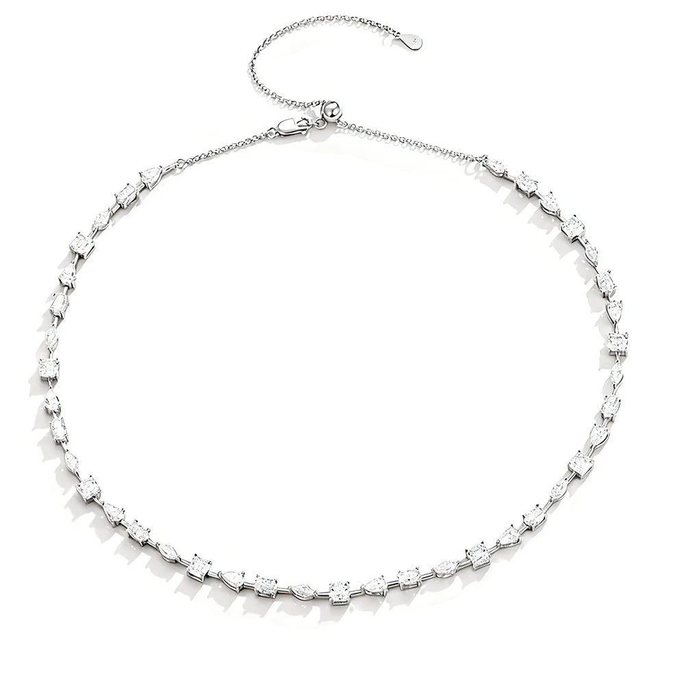 Certified Moissanite Tennis Necklace for Women Marquise/Oval/Pear Cut Lab Diamond S925 Silver Chokers Necklaces Wedding Jewelry