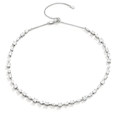 Certified Moissanite Tennis Necklace for Women Marquise/Oval/Pear Cut Lab Diamond S925 Silver Chokers Necklaces Wedding Jewelry