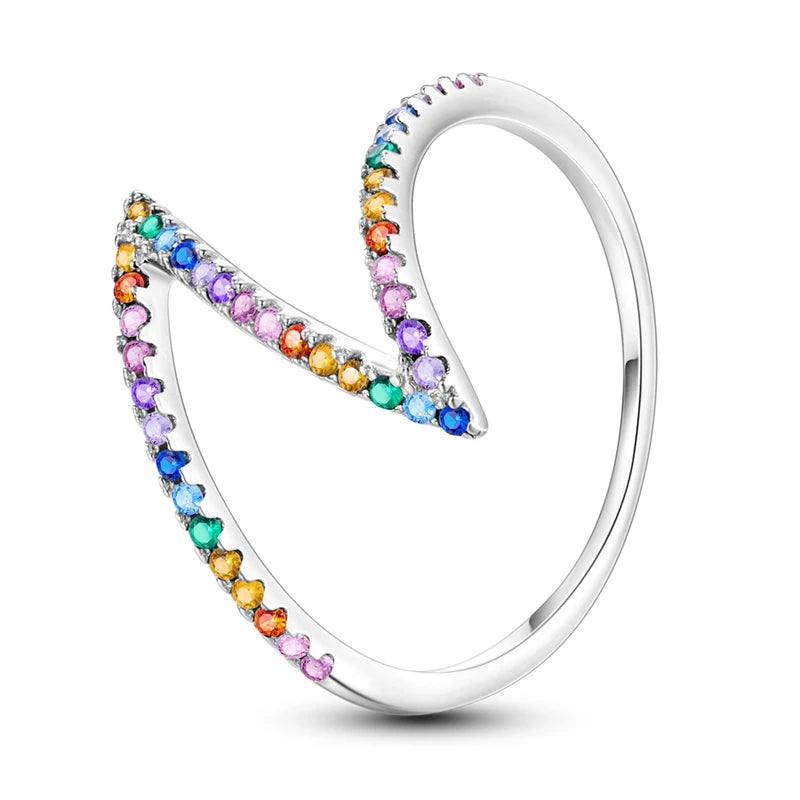 LAZA 925 Sterling Silver Colorful Rings Sparking Zirconium Bowknot Moon Sun Original Ring For Women Anniversary Wedding Gifts