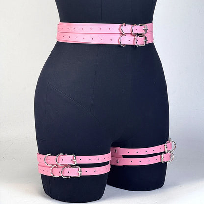 Women's PU Leather Harness Belt Gothic Punk Fashion Belt Adjustable Decorative Leg Belt for Daily Wear Leisure Accessories