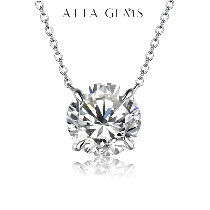 ATTAGEMS Necklace For Woman Pendant Moissanite Diamond 6.5mm 1CT 925 Silver Necklace For Women Chains Party Bridal Fine Jewelry