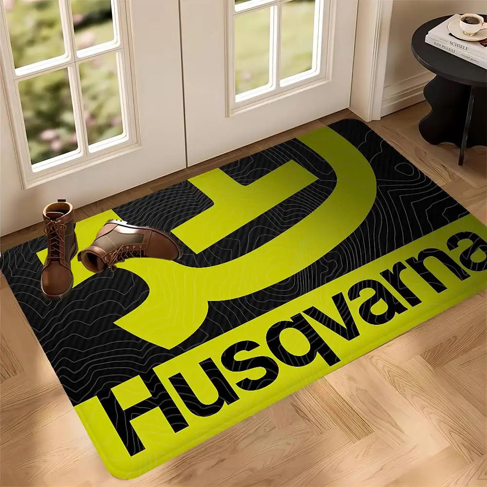 H-Husqvarna Logo Floor Mat INS Style Soft Bedroom Floor House Laundry Room Mat Anti-skid Household Carpets