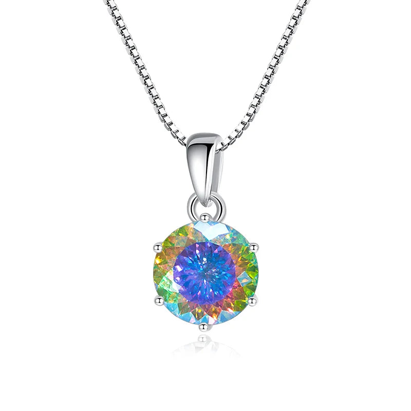 Butterflykiss 1CT 100 Faced Cut Moissanite Solitaire Drop Necklaces Gold Plated Pendant Real S925 Silver Chain Jewelry For Women