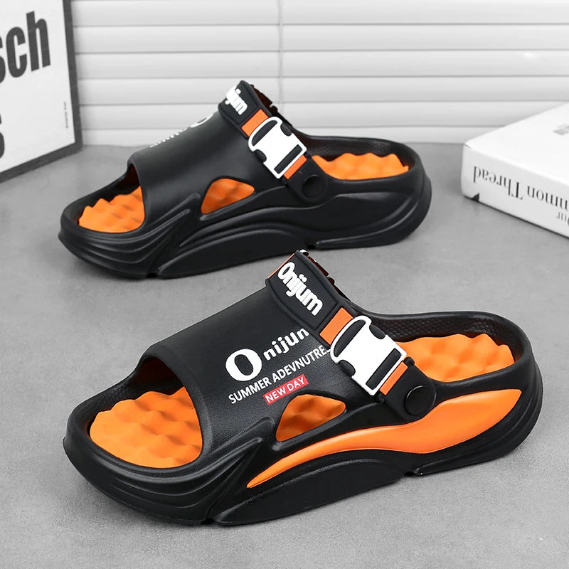 Summer Men's Massage Slippers Outdoor Sandals Beach Comfortable Indoor Slides Water Clogs Casual Shoes Men Women Home Slippers