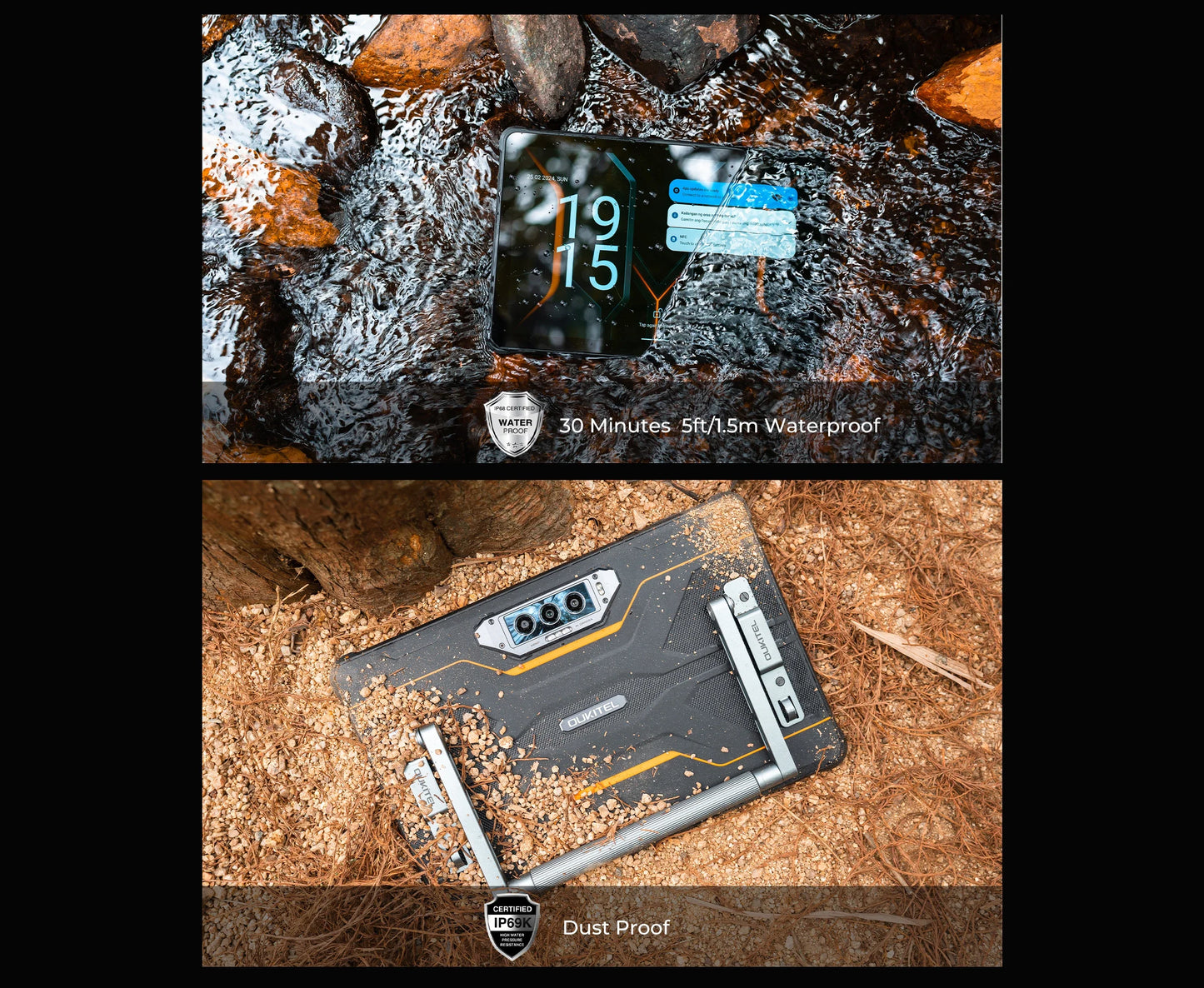 Oukitel RT8 Rugged Tablet 20000mAh 33W, 11" FHD+ Display 6GB+256GB Helio G99 48MP Camera, NFC Tablets PC with Stand, Android 15