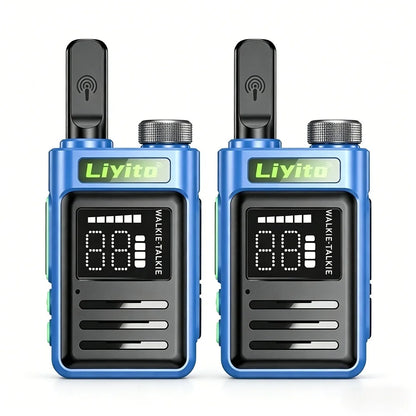 Mini Walkie Talkie 2 Pack Rechargeable Long Range Two Way Radio Type-C Charging 16 Channels Clear Audio for Business Outdoor