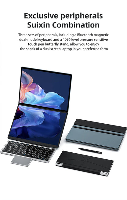 BYONE 13.5 Inch Dual Screen Touch Laptop 2.5k UHD 9000mAH DDR5 16GB RAM 512 GB 1TB 2TB SSD 180° Foldable Portable 2 in 1 Tablet