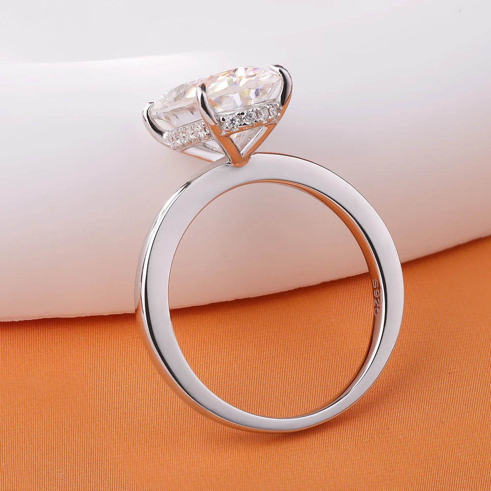 4.5CT Oval Cut Full Moissanite Engagement Ring for Women S925 Silver Plated 18K Gold Hidden Halo Diamond Wedding Band JewelryGRA